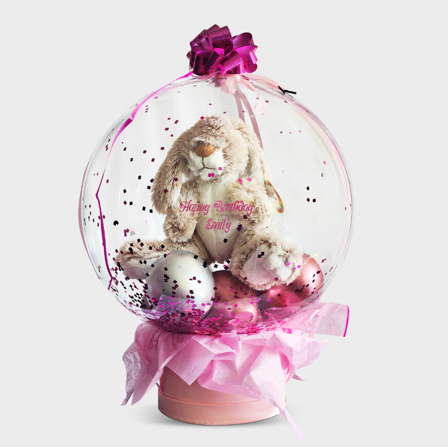 Girls' Magical Birthday Balloon with Stuffed Rabbit